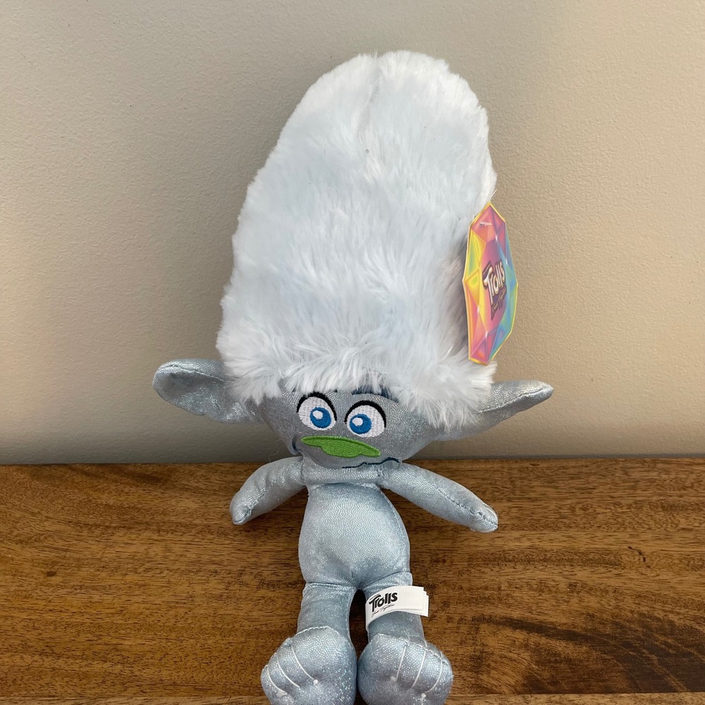 NWT DreamWorks Trolls 13" Guy Diamond Plush Silver Glitter Band Together Movie